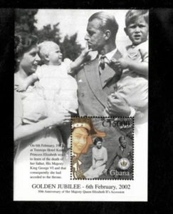 Ghana 2002 - Queen Elizabeth Golden - Souvenir Stamp Sheet - Scott #2290 - MNH - Picture 1 of 1