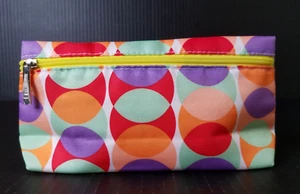 Clinique Bright Colorful Circle Dots Zippered Cosmetic Makeup Bag NWOT - Picture 1 of 8