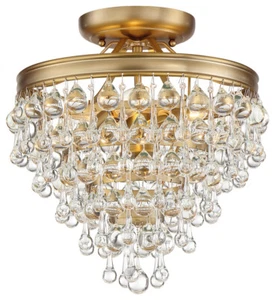 Crystorama 130-VG, 3-Light 13 inch Mini Chandelier Ceiling Light in Vibrant Gold - Picture 1 of 3