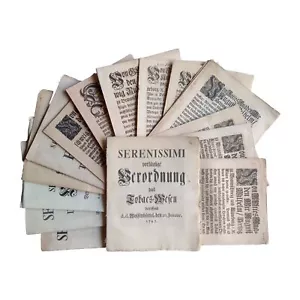 Conjunto de 18 Edictos sobre Tabaco - Ducado alemán de Brunswick - (1717-1784) - Foto 1 di 5