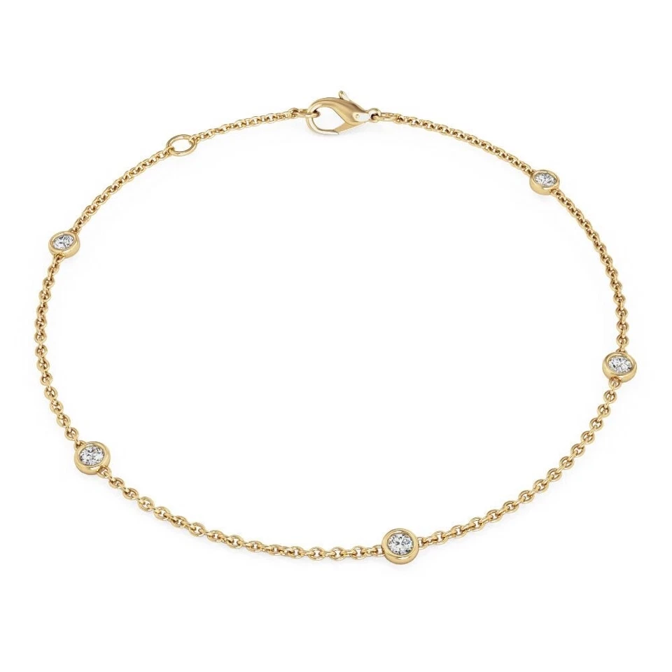 Nuevo brazalete de oro amarillo de 9 quilates para damas - conjunto de diamantes por yarda - totalmente sellado Foto 1 de 1