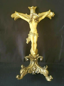 UNIQUE IRIDESCENT RHINESTONE EMBELLISHED & RESIN TABLETOP CRUCIFIX  - Picture 1 of 12