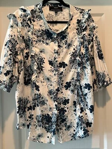 Erdem x Universal Standard Kalina Smocked Floral Button Down Blouse Victorian M - Picture 1 of 6