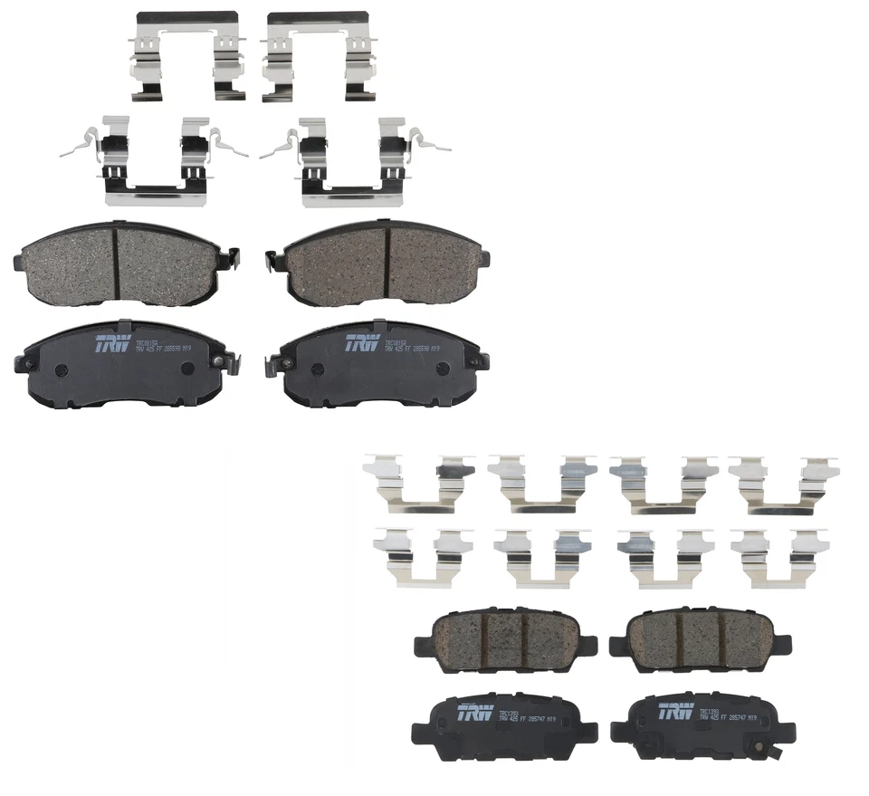 Juego de pastillas cerámicas delanteras traseras TRW Pro con clips kit de freno para Nissan Sentra 1.8 L4 Foto 1 de 1