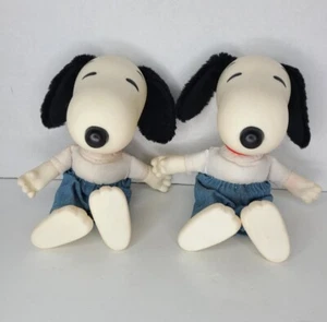 United Feature Snoopy 1968 Doll plastic. Soft body bean Plush Lot of 2 9" - Picture 1 of 12