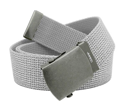 Build A Cinturón Hombre Antiguo Plata Deslizante 1.25" Hebilla Militar con Cinturón Web Foto 1 de 4