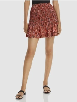 A.L.C. Kade шелк мини юбка оранжевый пейсли размер 10 новый - Изображение 1 из 4