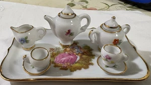Limoges MINI MINIATUR Teeservice - Teekanne Kaffeekanne Milchkännchen 2 Tassen Untertassen Probieren - Bild 1 von 5