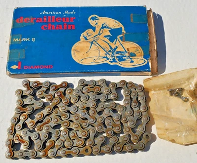 NOS Diamond Mark 2 Bicycle Chain USA 5 & 10 spd Vtg 116L Schwinn Rollfast Huffy - Image 1 of 4