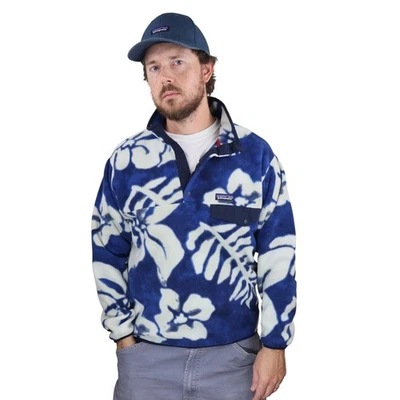 Patagonia Synchilla Snap-T Jacket Mens M Spice Garden Hawaiian Hibiscus Pullover - Image 1 of 4