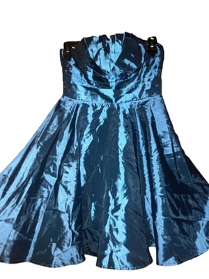 Trixxi Teal Sapphire Blue Pleated Bust Baby Doll Formal Dress Gown Women Size 3 - Image 1 of 4