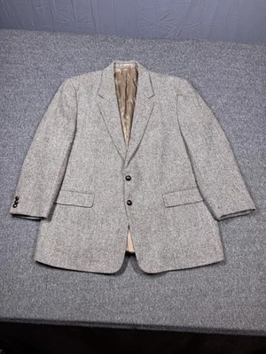 Harris Tweed Blazer Mens 48 Regular Gray 100% Wool Scotland Sport Coat Jacket - Image 1 of 4