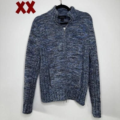 EXPRESS Blue Chunky Knit Full Zip Cardigan Sweater Jacket Grunge Academia Y2K S - Image 1 of 4