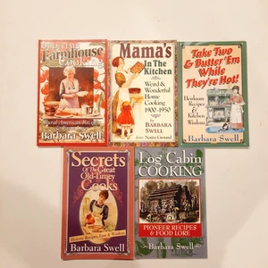 5 Vintage Barbara Swell Log Cabin Farmhouse Amish Recipes Cookbooks  - Picture 1 of 16