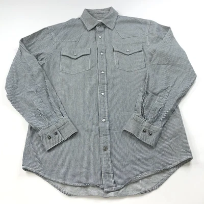 Mountain Khakis Small Pearl Snap Button Western Cowboy LS Shirt Railroad Blue - Image 1 of 4