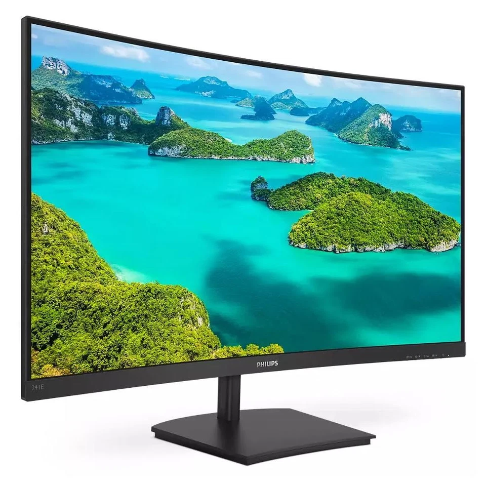 Philips 241E1sc 23.6" Widescreen Va W-Led Black Curved Monitor 1920X1080/4Ms/Vga - Image 1 of 1