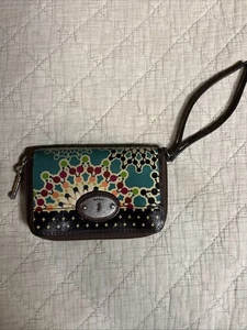 Muñequera Fossil Key-Per Cremallera Alrededor Estampado Floral Marrón/Turquesa/Multicolor - Imagen 1 de 8