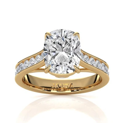 Anillo de compromiso de diamantes con cojín de canal de punta estilo enrejado GIA G VVS2 0,70 quilates Foto 1 de 4