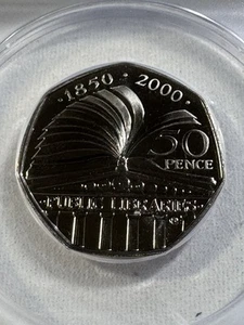 2000 Great Britain 50 Pence Graded MS 67 by ANACS Public Libraries - Picture 1 of 8