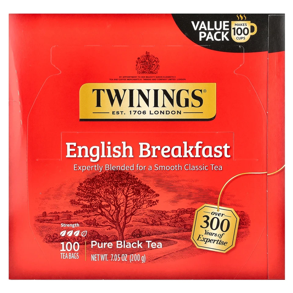 200 Count 2 Pack 100 Pure Black Tea Bags Twinings English Breakfast US SHP