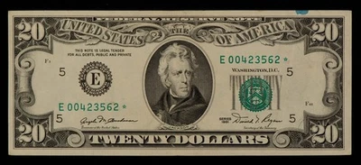 FR 2073-E* $20 1981 Federal Reserve Note US - Star Note - VF - SKU-CA1889 - Image 1 of 2