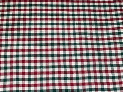3/4+ Yd Red White Green Gingham Check Plaid Vintage Fabric 8 Checks an Inch - Image 1 of 3