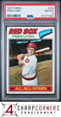 1977 TOPPS #210 FRED LYNN RED SOX PSA 8 - Imagem 1 de 3