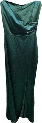 Prom Windsor Dress Strapless Formal Mermaid Satin Glitter Green Slit Sz XS NWOT - Image 1 of 4