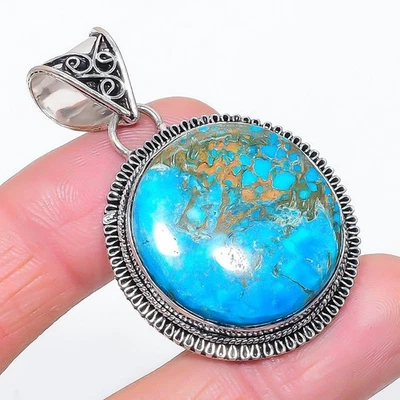 Tibetischer Türkis Runde Form Edelstein Anhänger Neuester Vintage Schmuck... - Bild 1 von 4