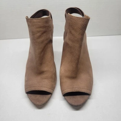 Vince Camuto Koral Heeled Peep Toe Suede Brown Bootie Women Size 8M EUC - Image 1 of 4