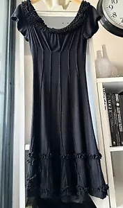 Alannah Hill Dropped Shoulder Black Size 6 Stretchy - Picture 1 of 6