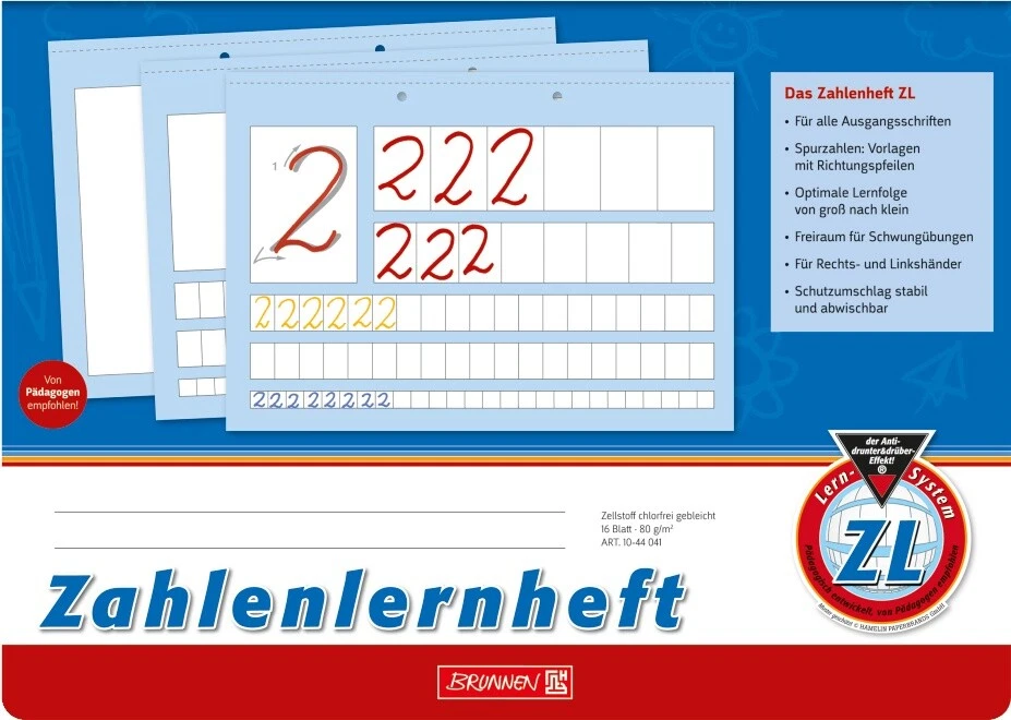 BRUNNEN ZAHLENLERNHEFT A4 QUER LINEATUR ZL SCHREIBLERN-HEFT SCHULE - Bild 1 von 1
