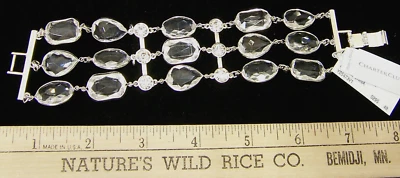 Pulsera Charter Club Tono Plata 3 Filas Cristal Facetado Joyería ¡Nueva Con Etiquetas! Foto 1 de 2