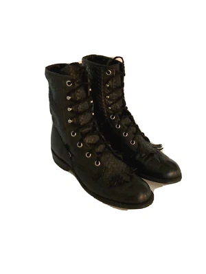 Botines CAPEZIO de cuero negro con cordones Roper Kiltie EE. UU. 6,5 USADOS EN EXCELENTE ESTADO Foto 1 de 4