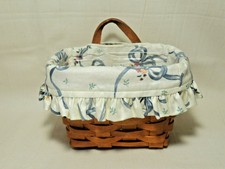 Longaberger 1993 Ambrosia Booking Basket w/ Herbal Garden Liner Protector - Euc