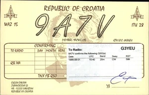 RADIO HAM QSL CARD - 9A7V, Zagreb, Croatia (2001) - Picture 1 of 2