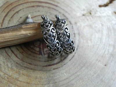 Jezlaine ~ Pendientes de aro de filigrana con diseño de CORAZÓN de plata esterlina Foto 1 de 4