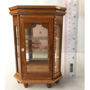 Craft Vintage Dollhouse Miniatures Furniture Teak Wood Cabinet Display Showcase - Picture 1 of 7
