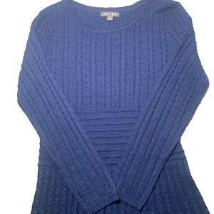 NWT Dressbarn Roz & Ali Navy Blue Knit Wool Blend Sweater Dress Fit&Flare Medium - Picture 1 of 9