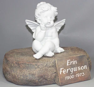 Angel Urn Ashes Human Cremation Keepsake Memorial Large Funeral Box Personalized - Foto 1 di 10