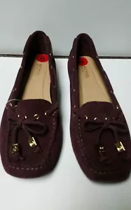MICHAEL KORS Suede Plum Flat Loafers SIZE 6 NWT - Picture 1 of 3