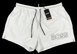 Men's HUGO BOSS White Swim Trunks Swimsuit XXL NWT NEW Mooneye - Picture 1 of 5