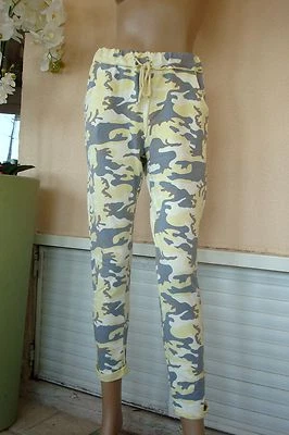 PANTALON DETENTE JOGGING CAMOUFLAGE KAKI & JAUN TAILLE ELASTIQUE  T S 36/38 NEUF - Photo 1/4