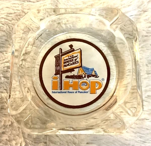 Cenicero de vidrio transparente vintage IHOP International House of Pancakes restaurante - Imagen 1 de 3