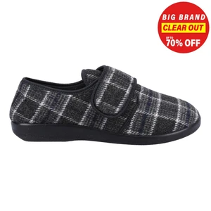 GBS Gerald Mens Wide Fit Classic Comfort Touch Fastening Medical Slippers Black - Bild 1 von 4