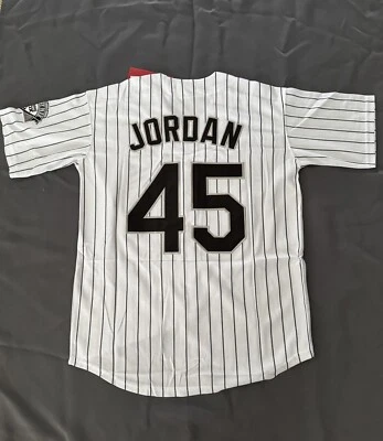 Michael Jordan #45 White Pinstripes Chicago White Sox Men's 2XL Jersey - Image 1 of 2