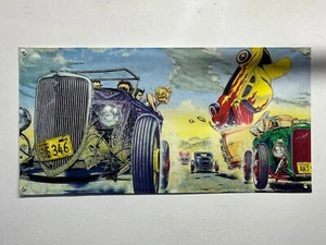 HOT ROD RACE banner 2x4ft ROBERT WILLIAMS Car Art ratrod mancave garage shop - Picture 1 of 2