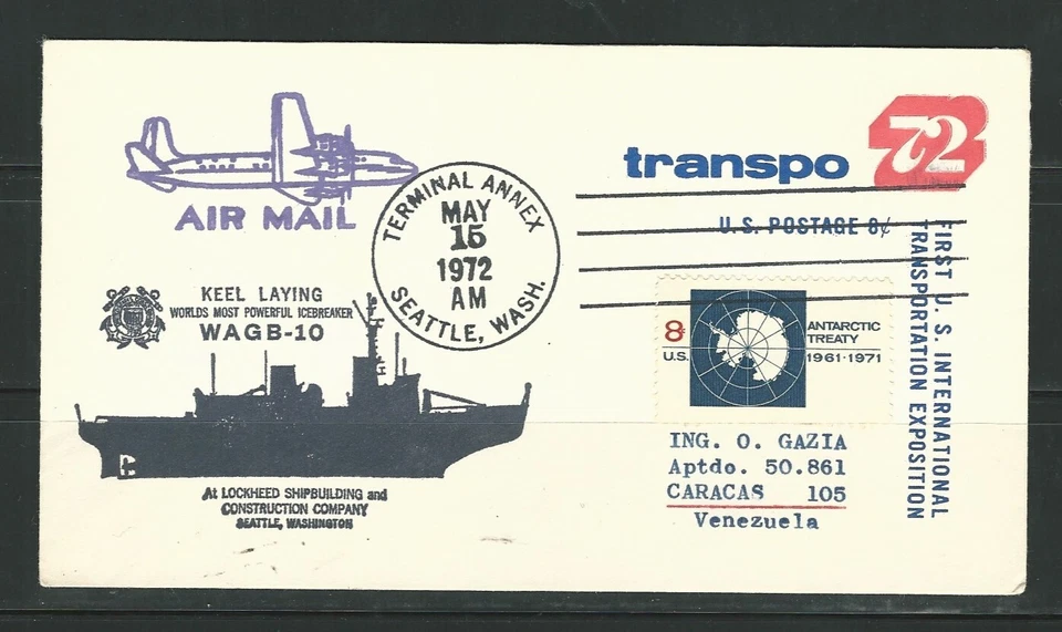 Usa: 1972; Postal stationery type cover, ice breaker, special postmarks. US119/ - Image 1 of 1