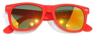 OWL MATTE FRAME MIRROR LENS CLASSIC 80s VINTAGE RETRO SUNGLASSES RED NEW - Picture 1 of 5
