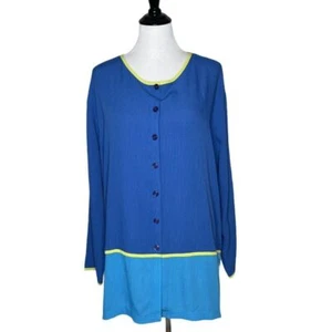 Diane Von Furstenberg Womens Tunic Top Colorblock Blue Crinkle Size L - Bild 1 von 10